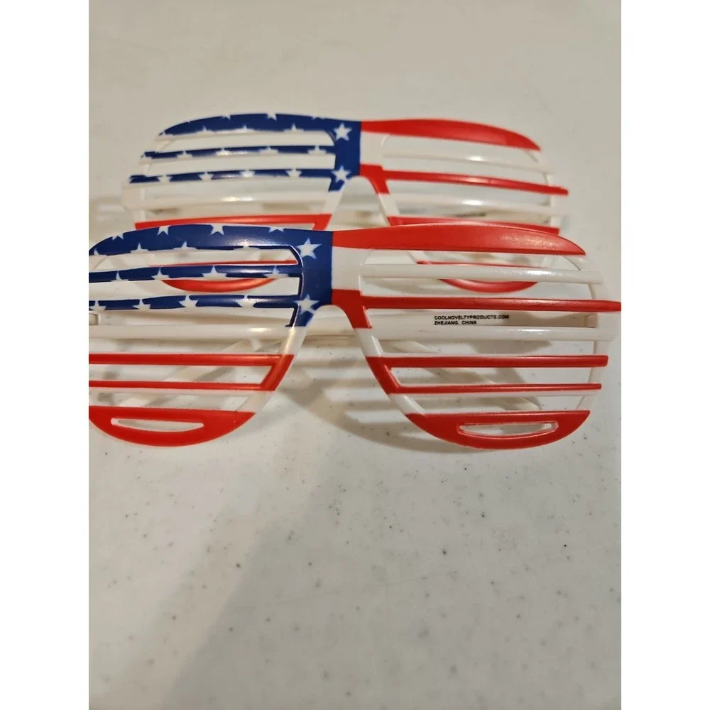 4th of july U.S.A flag hip‎ hop sunglasses 2 Pair Red White Blue Sonic Logo New